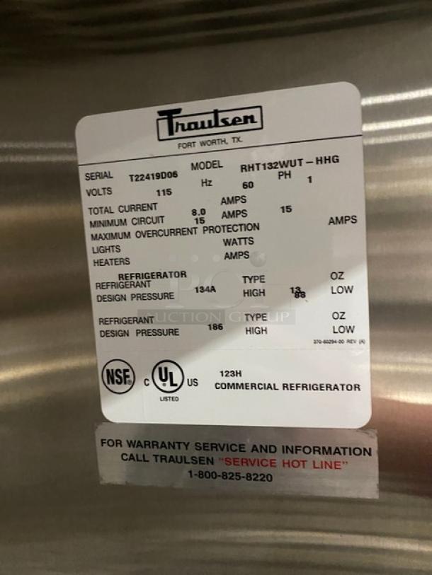 Traulsen Commercial Stainless Steel Glass Half Door One Section Reach In Refrigerator! With Wire Racks! Model: RHT132WUT-HHG SN: T22419D06! 115V 1 Phase! On Legs! - Image 9 of 9