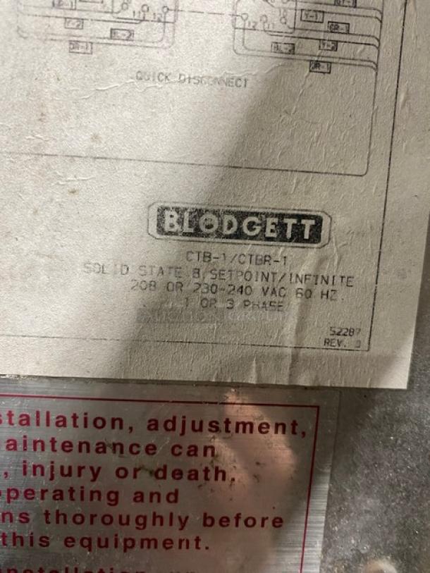 Blodgett Energy Star Commercial Stainless Steel Electric Powered Double Stacked Convection Oven! With Wire Oven Racks! Model: CTB-1 SN: 051214LA091S! 208/230-240 1/3 Phase! On Single Shelf Cart With Casters! 2X Your Bid Makes One Unit! - Image 9 of 11