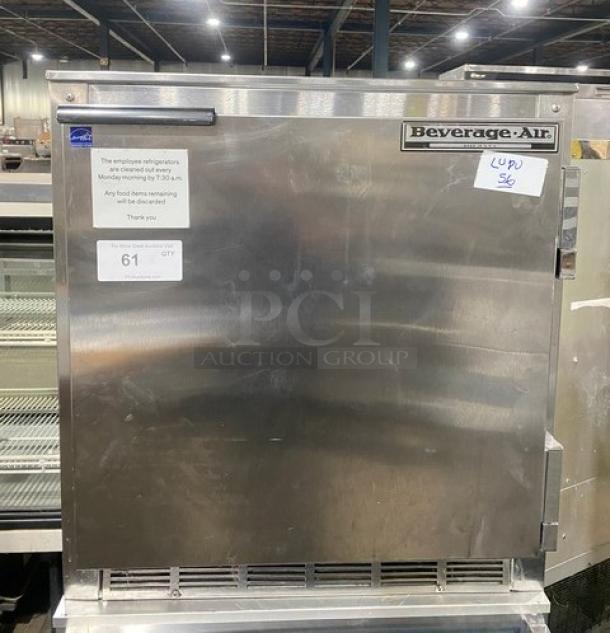 Beverage-Air Commercial Stainless Steel Undercounter Single Door Reach In Refrigerator! With Poly Coated Wire Shelves! 115V 1 Phase! Model: UCR27! - Image 1 of 7