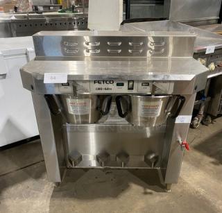 Fetco Commercial Stainless Steel Countertop Twin Automatic Coffee Brewer! With Hot Water Dispenser! With 2 Brew Baskets! On Legs! 120/208-240V 1 Phase! Model: CBS-62H SN: 180143040183A!