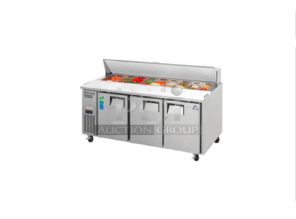 Excellent Condition Everest EPR3 72" Three Section Sandwich Prep Table 115 Volt Tested and Working! - Image 1 of 8