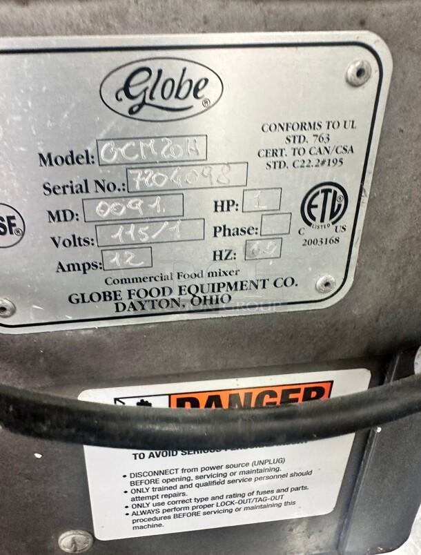 Globe GCM20H 20 QT Planetary Mixer - Bench Model, 1 HP, 115v Sold 'As Is' - Image 9 of 10