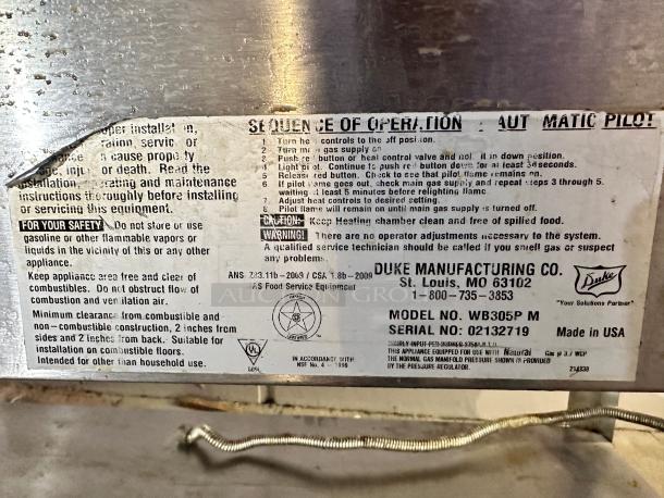 Duke 5 Bays Commercial Gas Steam Table Tested and Working! - Image 5 of 7