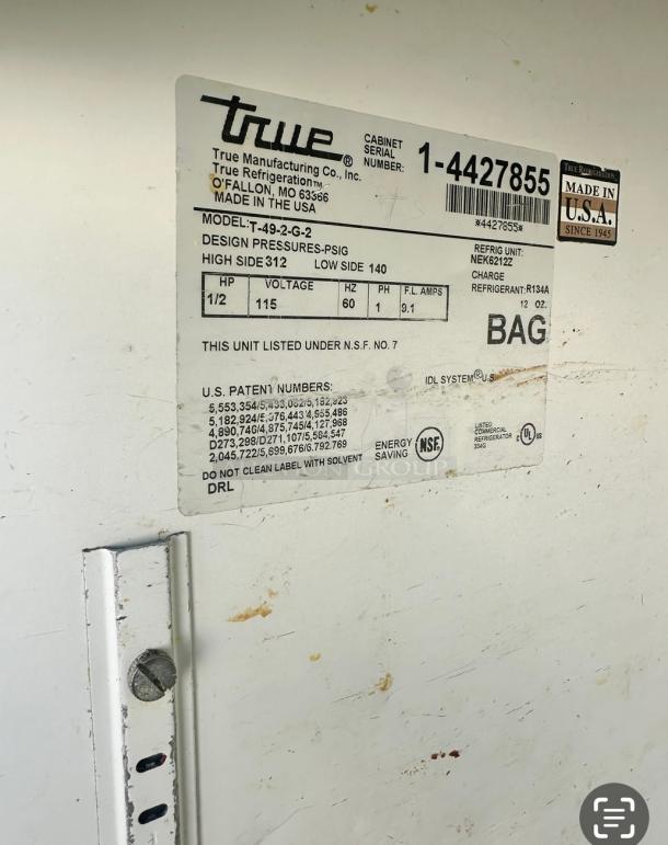 True Commercial Two Door Refrigerated 115 Volt Tested and Working! - Image 6 of 7