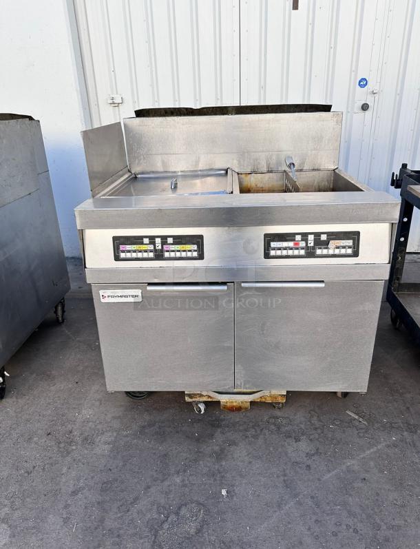 Frymaster Commercial Double Gas Fryer With Filtration System Tested and Working! - Image 4 of 9