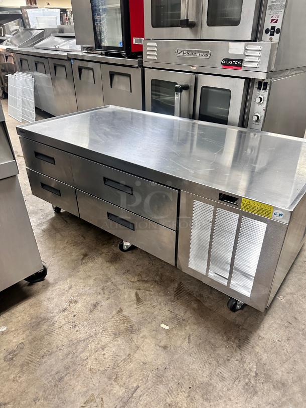 Delfield F2962CP 62" Four Drawer Refrigerated Chef Base 115 Volt Tested and Working! - Image 3 of 10