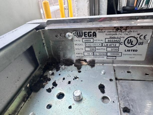 Wega Commercial Two Group Espresso Machine 22o Volt Tested and Working! - Image 2 of 2
