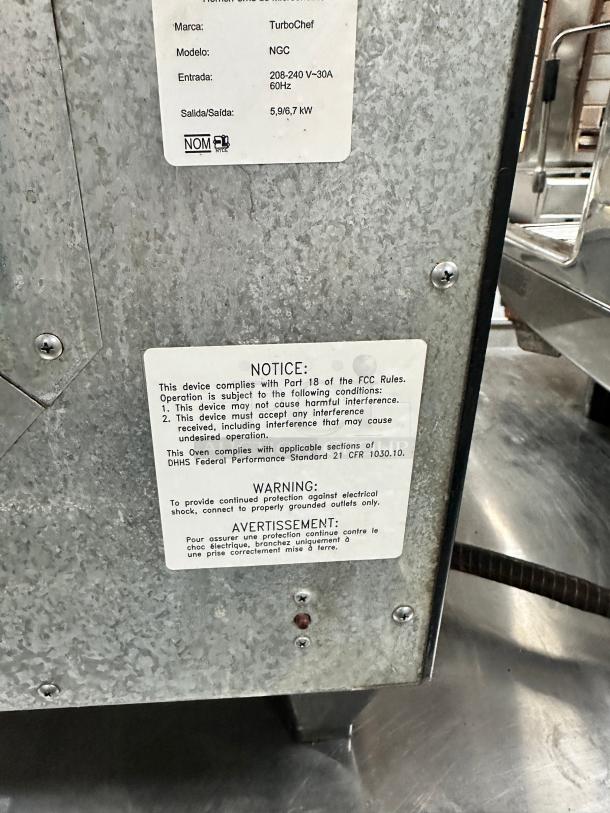 TurboChef NGC Commercial Rapid Cook Oven 220 Volt Tested and Working! - Image 6 of 10