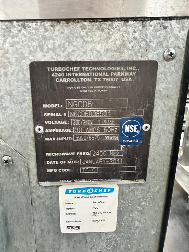 TurboChef NGC Commercial Rapid Cook Oven 220 Volt Tested and Working! - Image 7 of 10