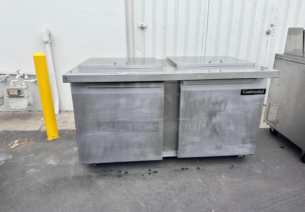 Continental 60" Refrigerated Sandwich Table 115v Tested and Working! - Image 3 of 8