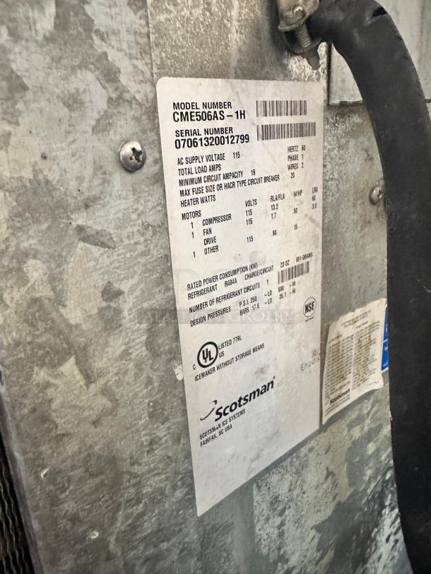 Scotsman 500 lb Commercial Ice Maker 115v Tested and Working! - Image 8 of 9