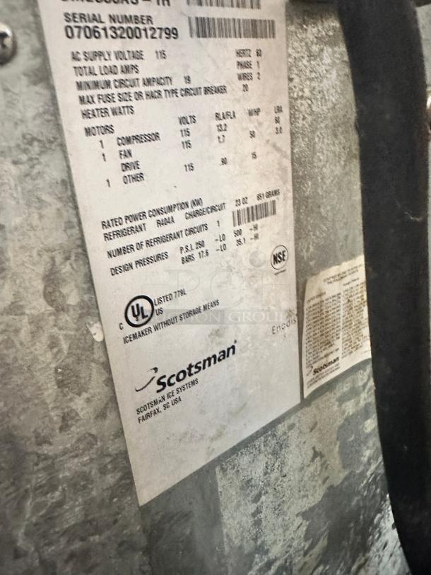 Scotsman 500 lb Commercial Ice Maker 115v Tested and Working! - Image 9 of 9