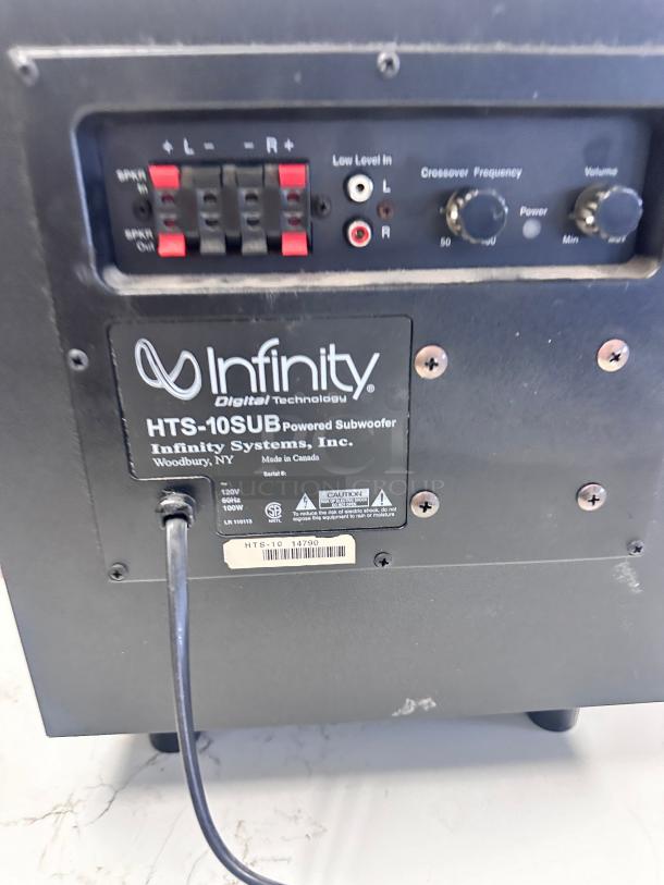Infinity HTS-10SUB 10 Inch Powered Subwoofer 100 Watts 120v Tested and Working! - Image 6 of 7