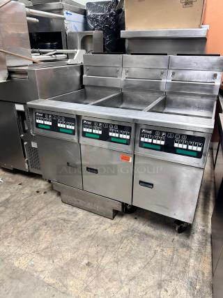 Clean Pitco SG14 Gas Fryer - (3) 50 lb Each With Filtration System Tested and Working!