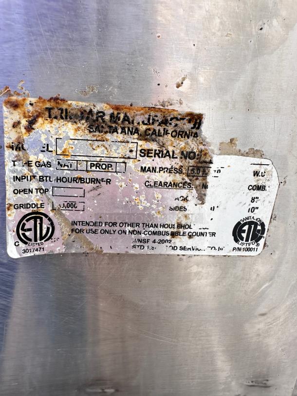 Tri Star 60" Commercial Gas Kabob Grill Tested and Working! - Image 9 of 9