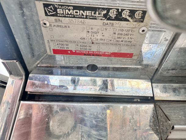 Late Model Nuova Simonelli Aurelia II  3 Group Volumetric Espresso Machine 220v 1 Ph Tested and Working! - Image 6 of 8