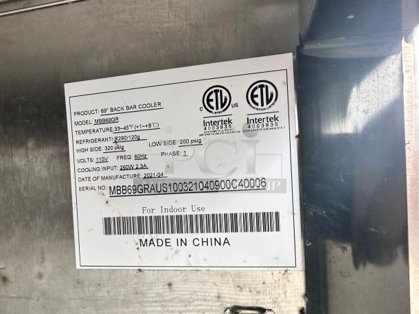 Commercial 69" Back Bar Refrigerator 115v Tested and Working! - Image 7 of 7