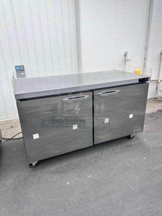 Commercial 60" Two Door Under Counter Freezer 115v Tested and Working!