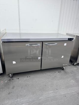 Commercial 60" Two Door Under Counter Freezer 115v  Tested and Working