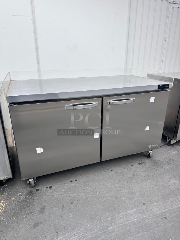 Commercial 60" Two Door Under Counter Freezer 115v  Tested and Working - Image 3 of 7