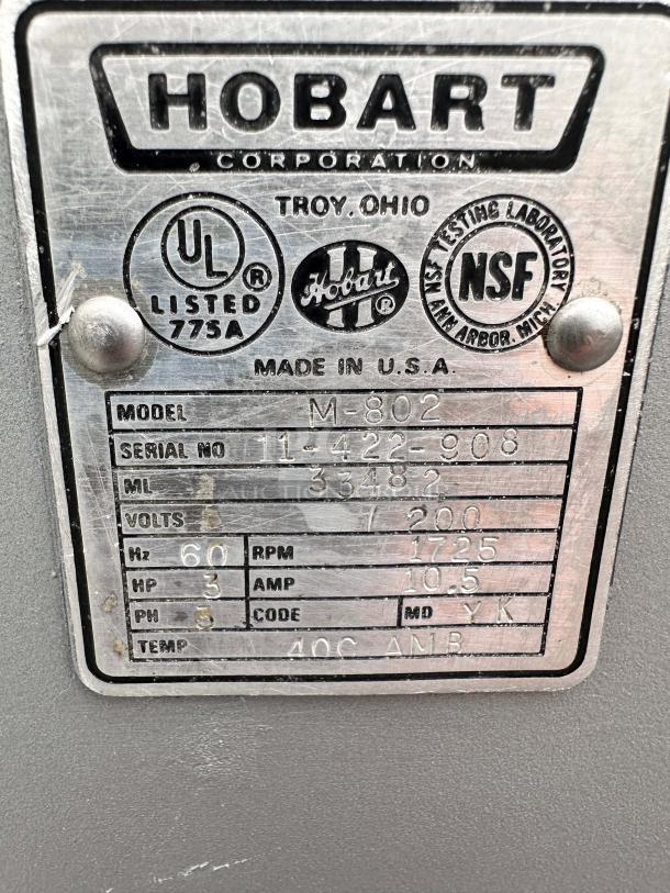 Fully Refurbished!M802M802 80 Qt Commercial Dough Mixer 220v 3ph Tested and Working! - Image 12 of 14
