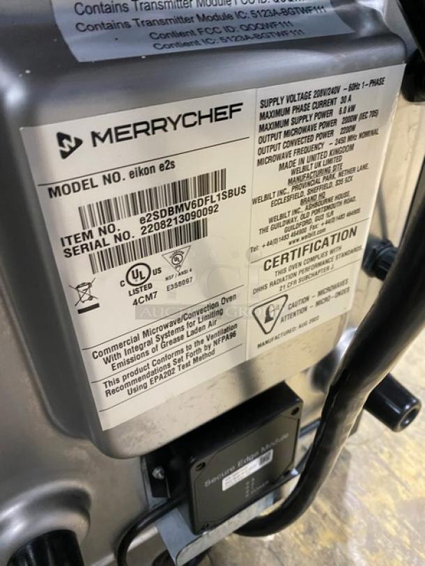 LATE MODEL! 2022! MerryChef Commercial Electric Powered Countertop Rapid Cook Turbo Oven! 208/240V 1 Phase! Model: Eikon E2S SN: 2208213090092! - Image 5 of 8