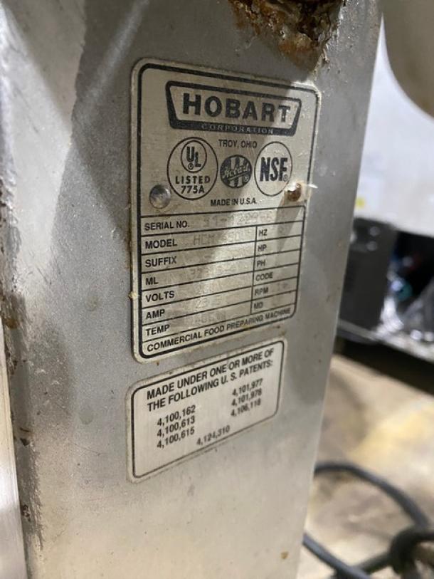 Hobart Commercial Floor Style 45Qt VCM/Cutter/MixerMincer! With Stainless Steel 90 Degree Tilting Bowl & Clear Lexan Cover! 200V 3 Phase! Model: HCM 450 SN: 31-1223-674! - Image 7 of 8