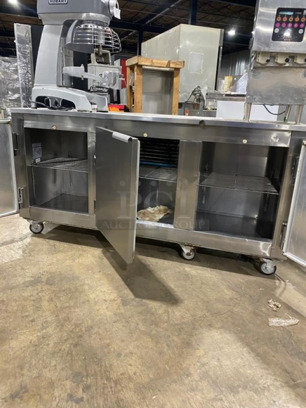 Leader Commercial Stainless Steel Refrigerated 3 Door Low Boy/Worktop Cooler! With Wire Shelves! On Casters! 115V 1 Phase! Model: LB72 R SN: PS043062! - Image 5 of 8