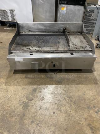 WoodStone Commercial Stainless Steel Natural Gas Powered Countertop Plancha Griddle! On Legs! 120V 1 Phase! Model: WS-PL-4836-4-CT SN: GP1B16OCT1807222!