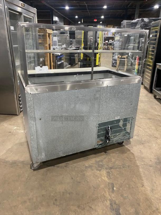 Leader Commercial Stainless Steel Refrigerated 2 Door Sandwich/Salad Prep Table! With Single Shelf Sneeze Guard! With Full Size Cutting Board! On Casters! 115V 1 Phase! Model: LM48 S/C SN: GX09S1105E! - Image 4 of 10