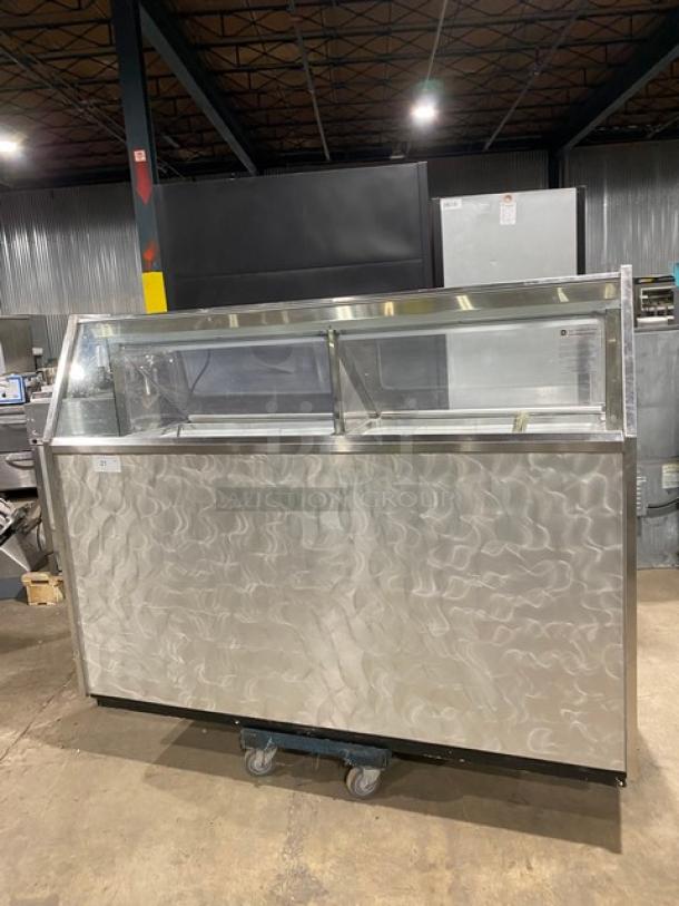 Beverage-Air Commercial Ice Cream/Frozen Yogurt Dipping Cabinet! With Sneeze Guard! With Raer Double Lift-Up Style Doors! With Tub Holders! 115V! Model: BRT68P! - Image 1 of 9