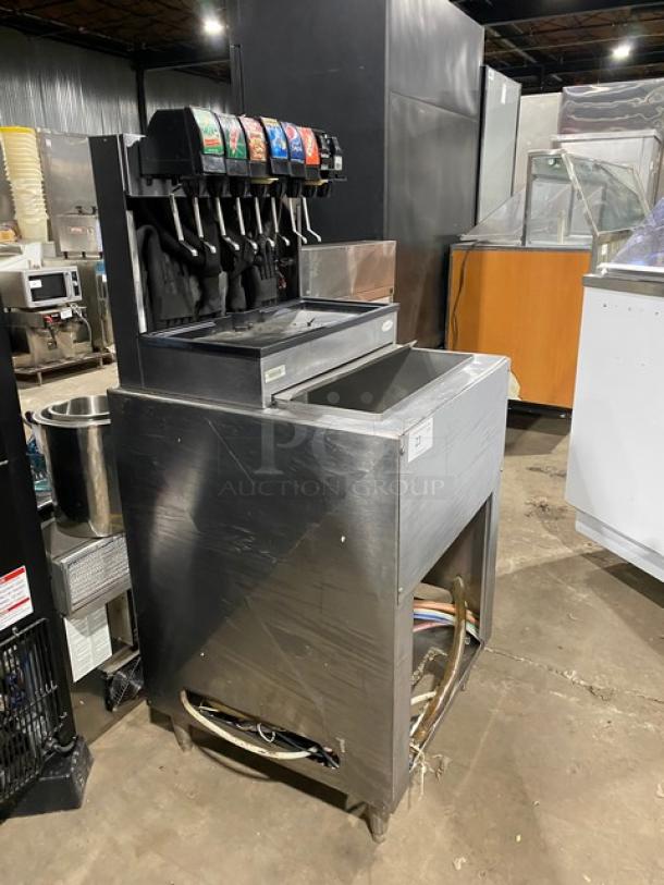 Cornelius Commercial Stainless Steel 8 Tap Soda/Beverage Dispenser! With Reach In Ice Well Attached! On Legs! Model: CB2323A SN: 7401021KD221! - Image 2 of 8