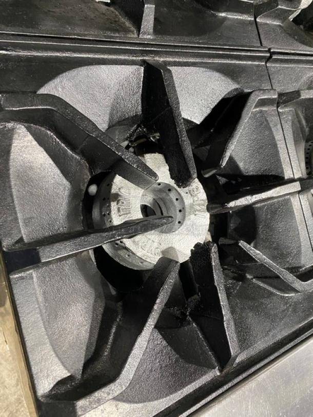 Imperial Commercial Stainless Steel Natural Gas Powered 4 Burner Range! With Full Size Oven Underneath! With Back Splash & Overhead Salamander Shelf! With Wire Oven Rack! On Legs! - Image 6 of 9