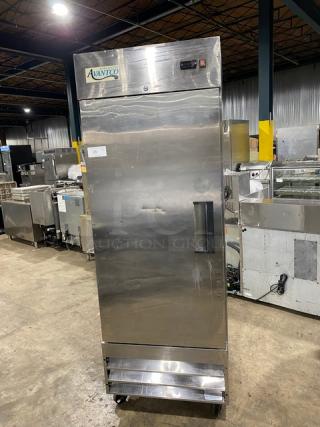 Avantco Commercial Stainless Steel Single Door Reach In Refrigerator! With Poly Coated Wire Racks! On Casters! Model: 178A19R!