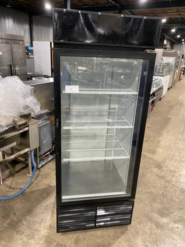 Habco Commercial Black Single Glass Door Reach In Refrigerator Merchandiser! With Poly Coated Wire Racks! Model: ESM28 SN: 28025370! 115V 1 Phase! - Image 1 of 7