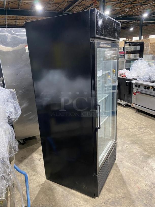 Habco Commercial Black Single Glass Door Reach In Refrigerator Merchandiser! With Poly Coated Wire Racks! Model: ESM28 SN: 28025370! 115V 1 Phase! - Image 2 of 7