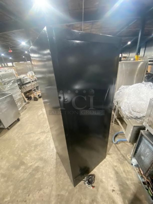 Habco Commercial Black Single Glass Door Reach In Refrigerator Merchandiser! With Poly Coated Wire Racks! Model: ESM28 SN: 28025370! 115V 1 Phase! - Image 4 of 7