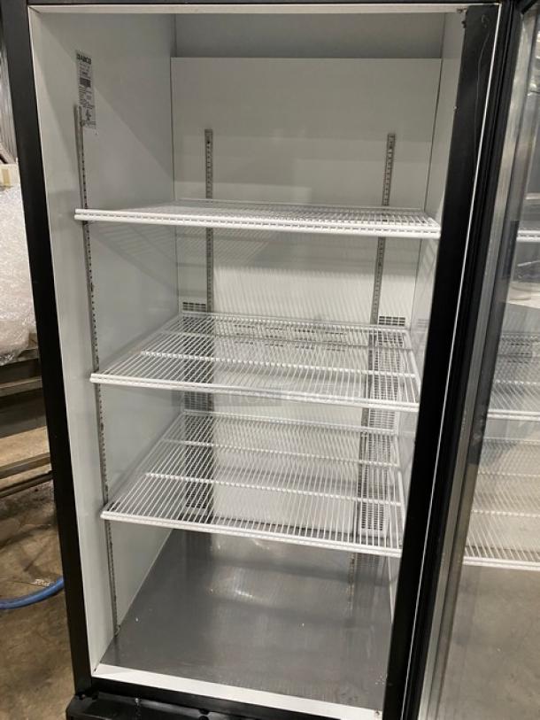 Habco Commercial Black Single Glass Door Reach In Refrigerator Merchandiser! With Poly Coated Wire Racks! Model: ESM28 SN: 28025370! 115V 1 Phase! - Image 5 of 7