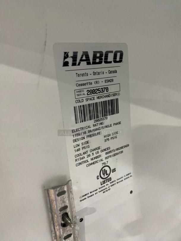 Habco Commercial Black Single Glass Door Reach In Refrigerator Merchandiser! With Poly Coated Wire Racks! Model: ESM28 SN: 28025370! 115V 1 Phase! - Image 6 of 7