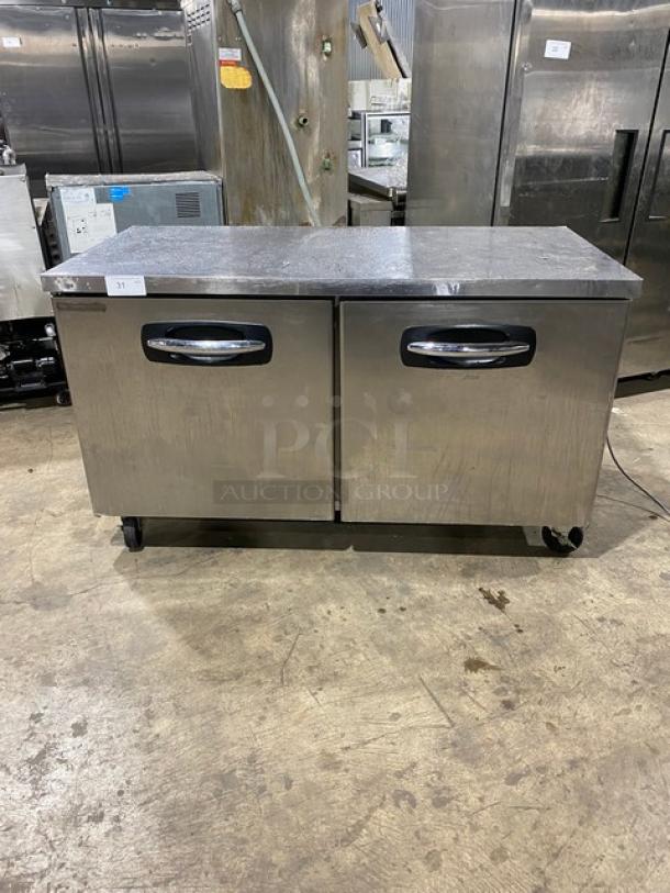 Clark Commercial Stainless Steel 2 Door Undercounter Lowboy/Worktop Freezer! With Poly Coated Wire Racks! On Casters! 115V 1 Phase! Model: UF60 SN: UF60-15040017! - Image 1 of 8