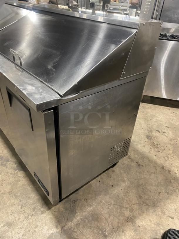 True Commercial Stainless Steel 3 Door Refrigerated Mega Top Salad/Sandwich Prep Table! With Poly Coated Wire Racks! On Casters! 115V 1 Phase! Model: TSSU-72-18 SN: 1-4477571! - Image 2 of 9