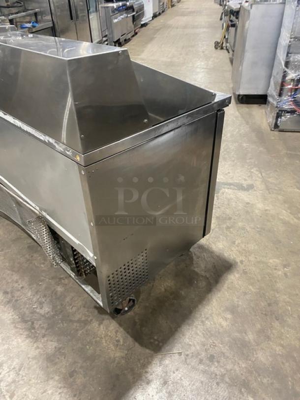 True Commercial Stainless Steel 3 Door Refrigerated Mega Top Salad/Sandwich Prep Table! With Poly Coated Wire Racks! On Casters! 115V 1 Phase! Model: TSSU-72-18 SN: 1-4477571! - Image 4 of 9