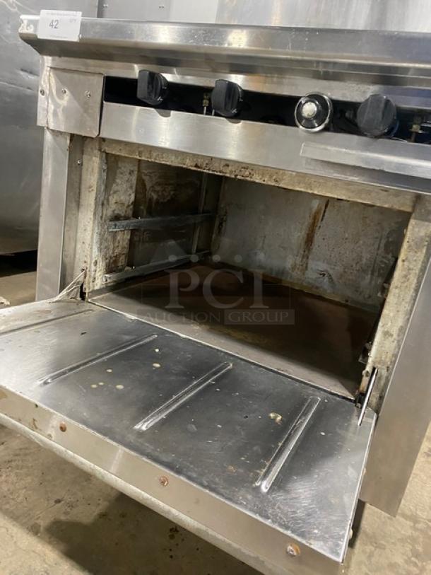 Therma-Tek Commercial Stainless Steel Natural Gas Powered 2 Burner Range Split Top With Flat Griddle! With Full Size Oven Underneath! With Back Splash! On Legs! Model: TMDS36-24G-2-1N SN: 11K02659C! - Image 8 of 10