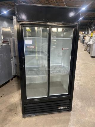 True Commercial Double Glass Sliding Door Refrigerator Merchandiser! With Adjustable Racks! 115V 1 Phase! Model: GDM-33 SN: 1 808828! - Item #1153314