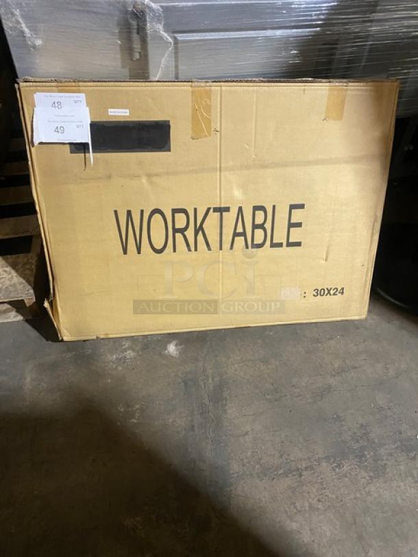 New In The Box! Pantin Commercial Stainless Steel 30x24 Worktable! With Rice Cooker Cut Out! With Double Under Shelf! On Legs! - Image 1 of 7