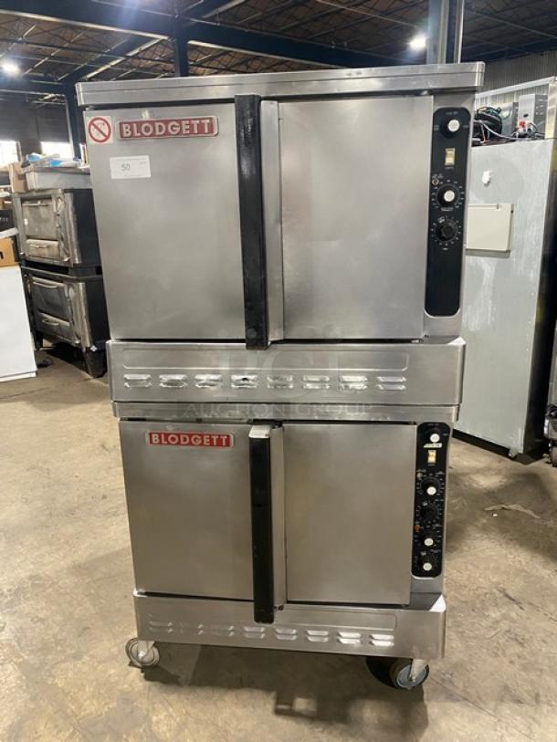 Blodgett Commercial Stainless Steel Natural Gas Powered Double Stacked Convection Oven! With Wire Oven Racks! SN: 1286R7468101! On Casters! 2X Your Bid Makes One Unit! - Image 1 of 10
