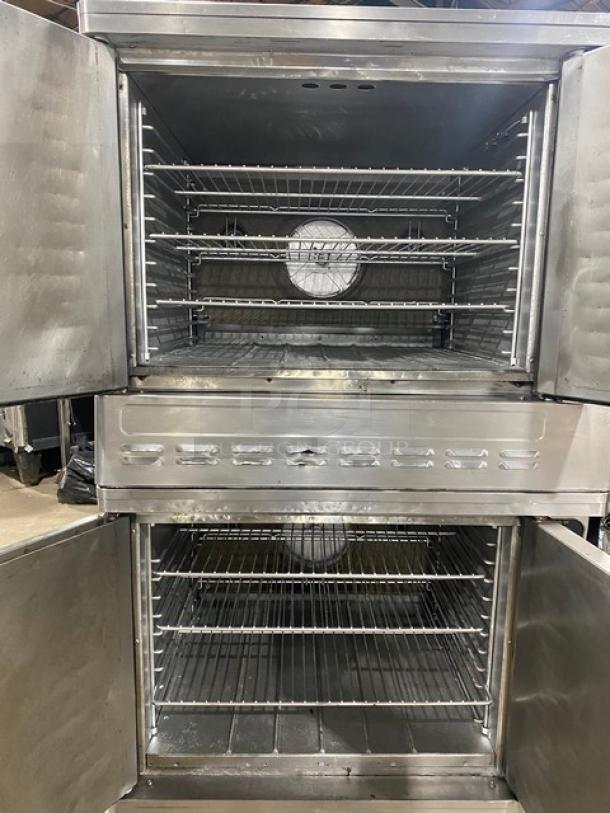 Blodgett Commercial Stainless Steel Natural Gas Powered Double Stacked Convection Oven! With Wire Oven Racks! SN: 1286R7468101! On Casters! 2X Your Bid Makes One Unit! - Image 5 of 10