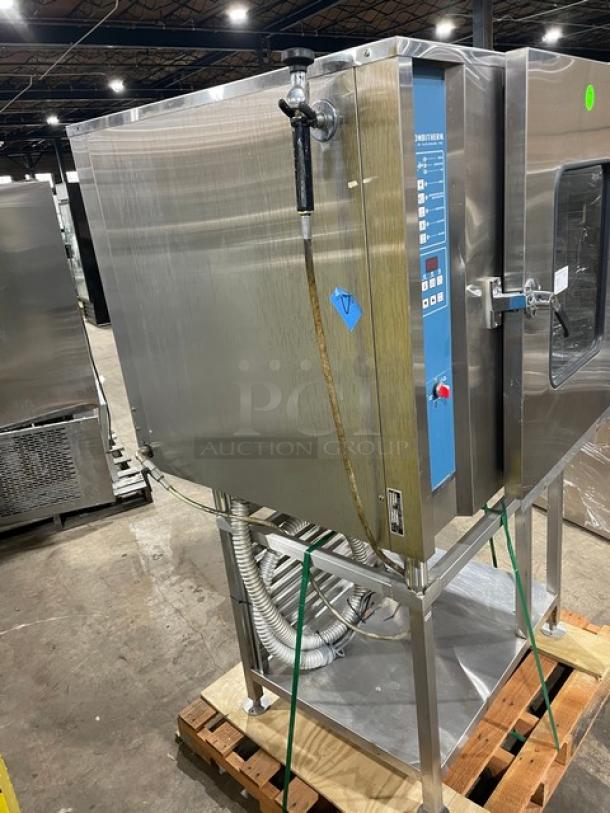 WOW! Alto-Shaam Combitherm Series Commercial Stainless Steel Electric Powered Convection/Steam Combi Oven! With Wire Oven Racks! On Single Shelf Stand With Legs! 208-240V 3 Phase! Model: HUD 10.18 SN: 95610-0899! Working When Removed! - Image 2 of 10