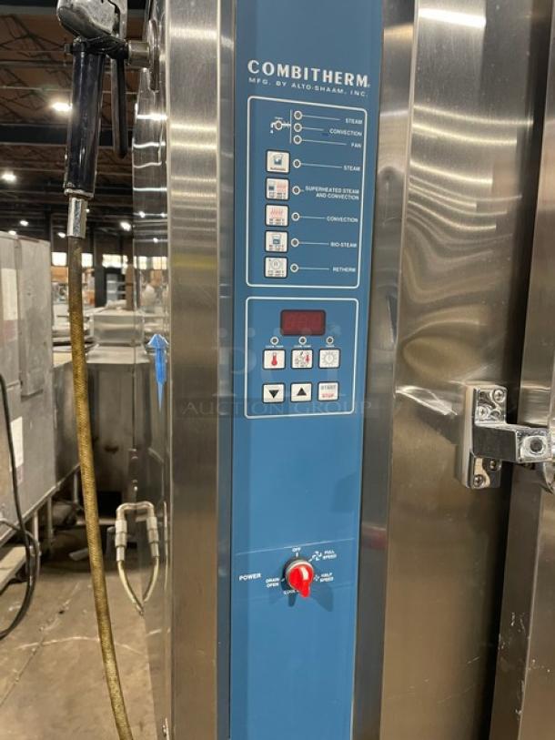 WOW! Alto-Shaam Combitherm Series Commercial Stainless Steel Electric Powered Convection/Steam Combi Oven! With Wire Oven Racks! On Single Shelf Stand With Legs! 208-240V 3 Phase! Model: HUD 10.18 SN: 95610-0899! Working When Removed! - Image 7 of 10