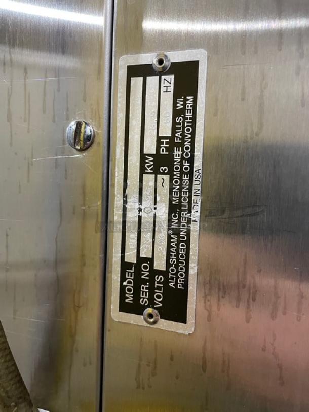 WOW! Alto-Shaam Combitherm Series Commercial Stainless Steel Electric Powered Convection/Steam Combi Oven! With Wire Oven Racks! On Single Shelf Stand With Legs! 208-240V 3 Phase! Model: HUD 10.18 SN: 95610-0899! Working When Removed! - Image 9 of 10